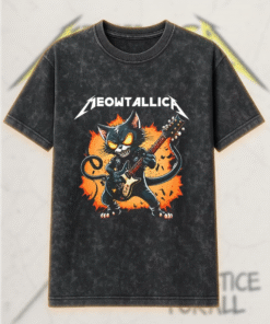 Meowtallica Acid Wash T-Shirt, Hoodie – Funny Heavy Metal Cat Design Gift