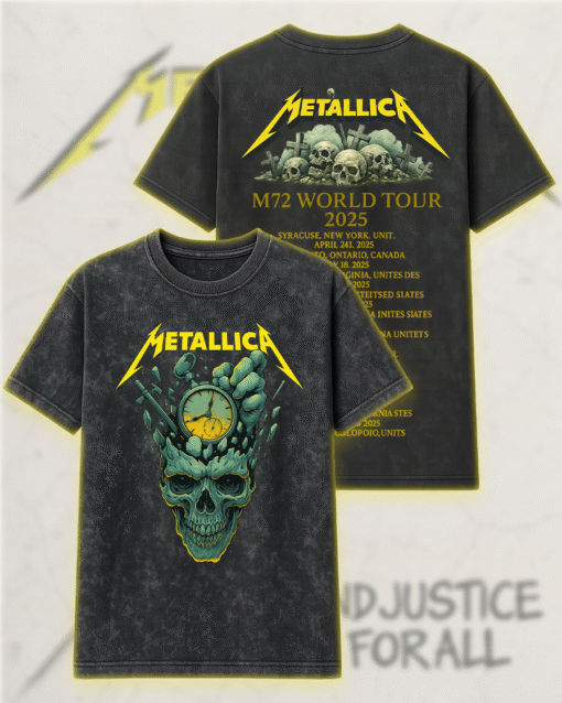 Metallica M72 World Tour 2025 Acid Wash T-Shirt, Hoodie – Vintage Metal Band Shirt & Fan Gift (S–5XL)