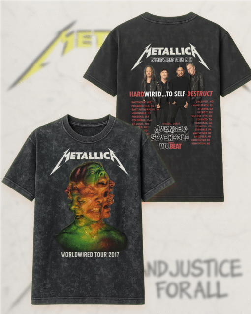 Metallica WorldWired 2017 Tour Acid Wash T-Shirt & Hoodie – Retro Concert Merch (S–5XL)
