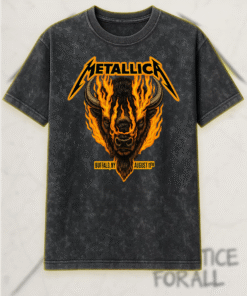 Metallica M72 Tour Buffalo NY August 11 2025 Flaming Bison Acid Wash T-Shirt, Hoodie