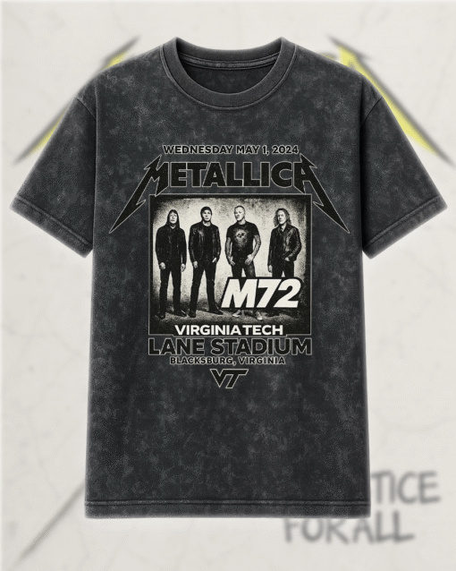 Metallica Virginia Tech Lane Stadium M72 Vintage Acid Wash T-Shirt, Hoodie