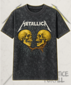 Metallica Sad But True Men Dual Skull Acid Wash T-Shirt, Hoodie