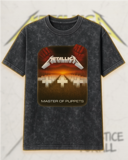 Metallica Master of Puppets Acid Wash T-Shirt, Hoodie – Retro 80s Kids Heavy Cotton Reissue - Image 3
