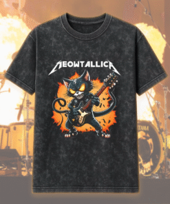 Meowtallica Acid Wash T-Shirt, Hoodie – Funny Heavy Metal Cat Design Gift