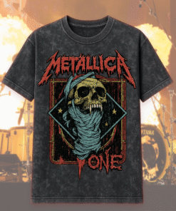New Unisex Beige Metallica “ONE” Graphic – Acid Wash T-Shirt & Hoodie (S–5XL)