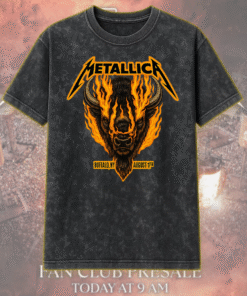 Metallica M72 Tour Buffalo NY August 11 2025 Flaming Bison Acid Wash T-Shirt, Hoodie