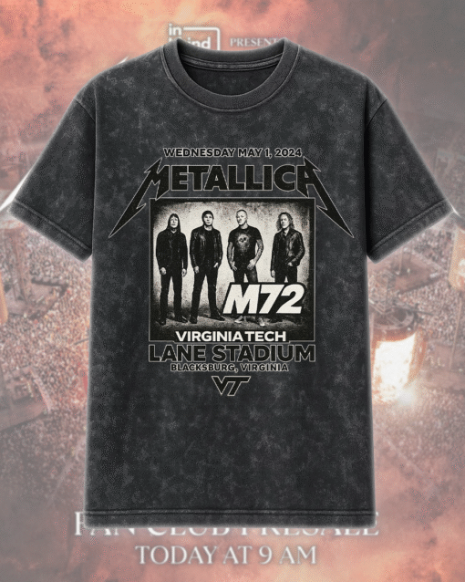 Metallica Virginia Tech Lane Stadium M72 Vintage Acid Wash T-Shirt, Hoodie