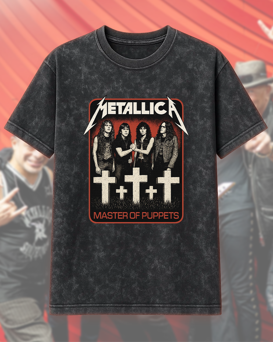 Vintage Master Of Puppets Photo Acid Wash T-Shirt, Hoodie – Classic Metallica Merch