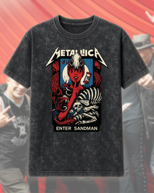 Enter Sandman Poster Acid Wash T-Shirt, Hoodie – Metallica Iconic Design
