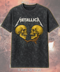 Metallica Sad But True Men Dual Skull Acid Wash T-Shirt, Hoodie