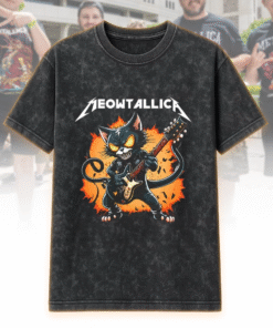 Meowtallica Acid Wash T-Shirt, Hoodie – Funny Heavy Metal Cat Design Gift