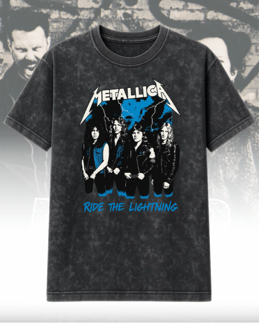 Metallica Ride The Lightning Acid Wash T-Shirt & Hoodie – Vintage Concert Merch by Rock Off