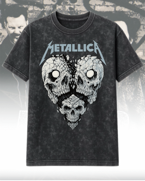 Metallica Heart Broken Acid Wash T-Shirt & Hoodie – Vintage Style Concert Merch by Rock Off