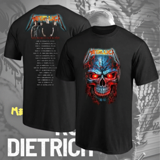 Limited Collection Metallica World Tour Date 2025 – All Over Print T-Shirt / Long Sleeve / Tank Top / Hoodie – Unisex Fan Shirt