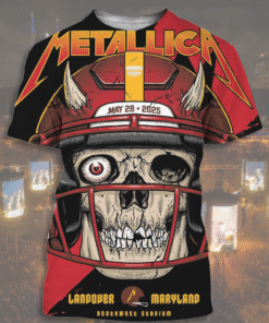 Metallica M72 Landover 2025 Skull NFL All Over Print T-Shirt, Hoodie, Long Sleeve, Tank Top – North American Tour Merch (S–5XL)
