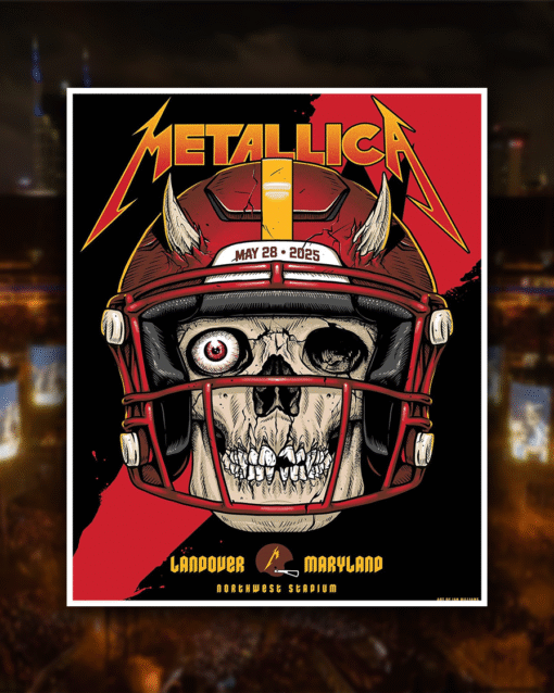 Metallica M72 Landover North American Tour May 28, 2025 Poster Canvas – Skull NFL Washington Commanders Design by Ian Williams