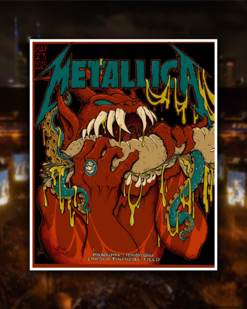 Metallica M72 Philly 2025 Night 1 Poster, Canvas – Lincoln Financial Field Red Devil Art