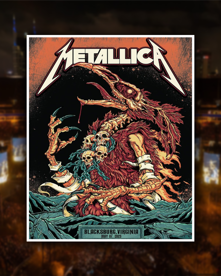 Metallica M72 World Tour Poster Canvas – Blacksburg VA 2025 Lane Stadium Home Decor