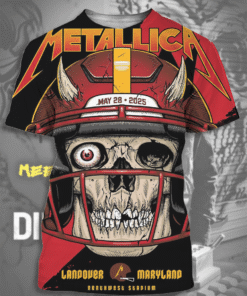 Metallica M72 Landover 2025 Skull NFL All Over Print T-Shirt, Hoodie, Long Sleeve, Tank Top – North American Tour Merch (S–5XL)