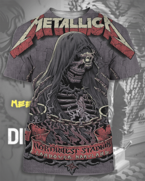 Metallica M72 Landover 2025 Venue Poster All Over Print T-Shirt, Hoodie, Long Sleeve, Tank Top – Northwest Stadium Tour Design