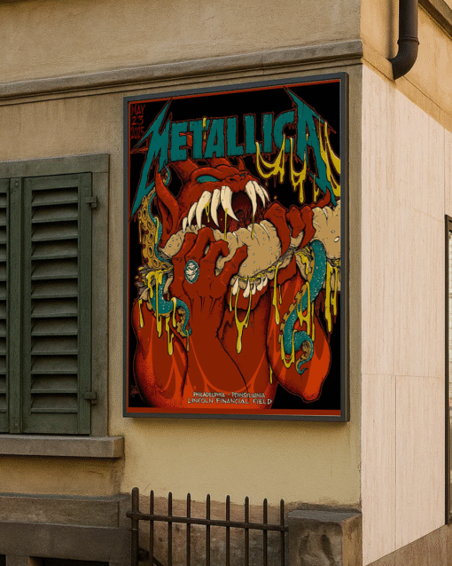 Metallica M72 Philly 2025 Night 1 Poster, Canvas – Lincoln Financial Field Red Devil Art