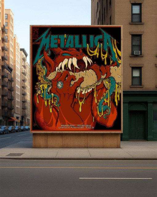 Metallica M72 Philly 2025 Night 1 Poster, Canvas – Lincoln Financial Field Red Devil Art