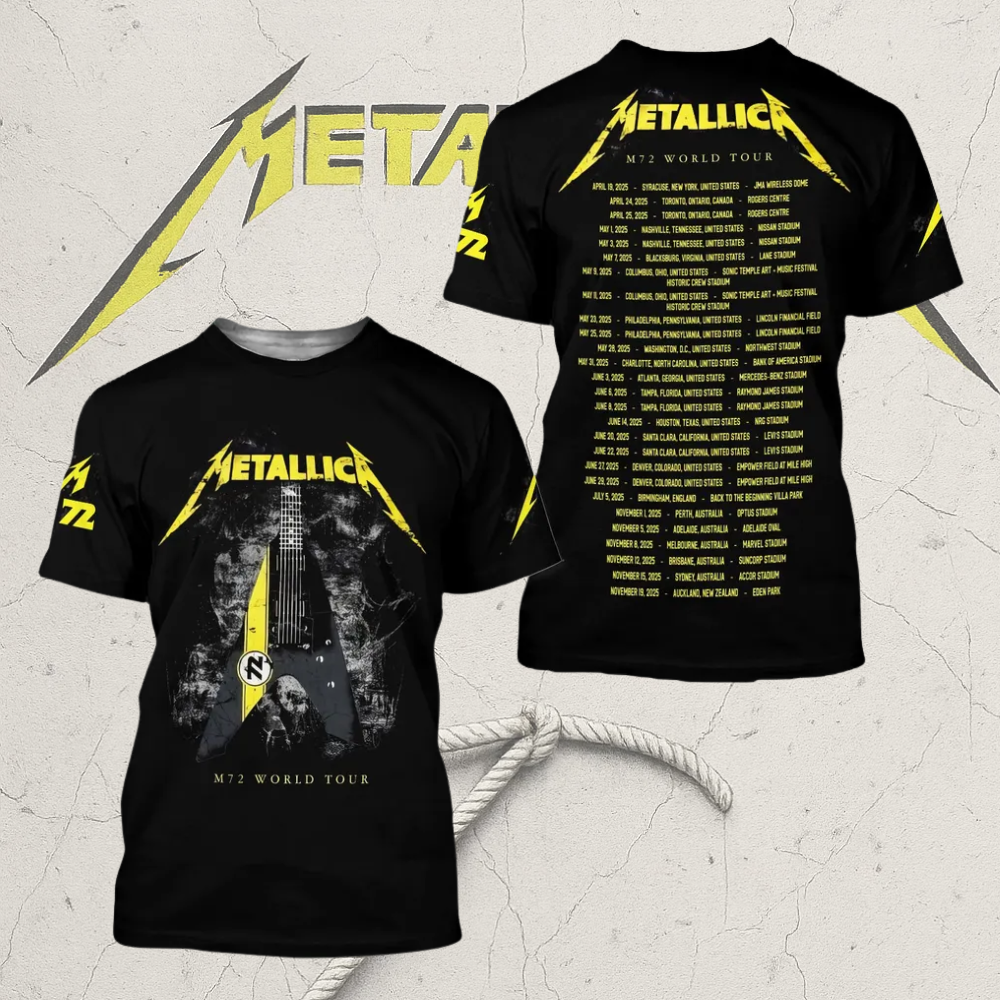 Metallica M72 World Tour 2025 3D T-Shirt, Hoodie, Long Sleeve, Tank Top – All Over Print Graphic Collection