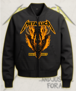 Metallica M72 Buffalo NY 81122 Flaming Bison Bomber Jacket