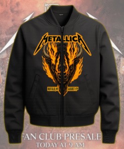Metallica M72 Buffalo NY 81122 Flaming Bison Bomber Jacket