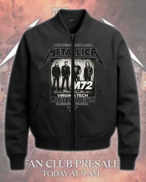 Metallica Virginia Tech Lane Stadium M72 Tour 2024 Bomber Jacket