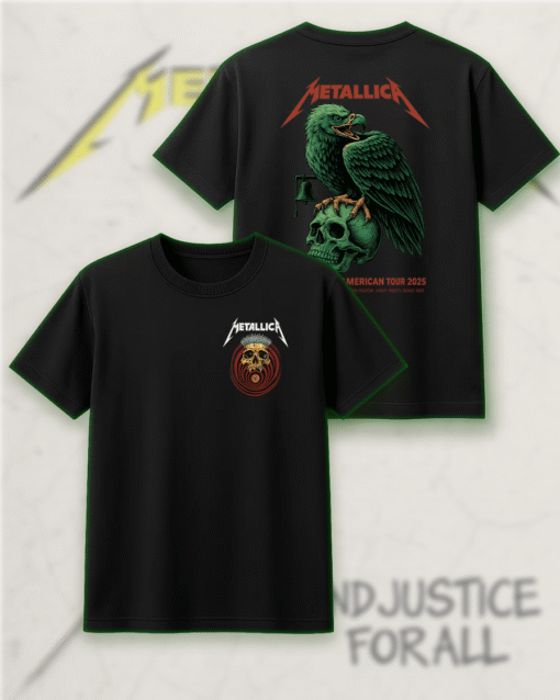 Metallica M72 North American Tour 2025 Double-Sided T-Shirt, Hoodie, Long Sleeve, Sweatshirt, Tank Top – Skull & Eagle Design