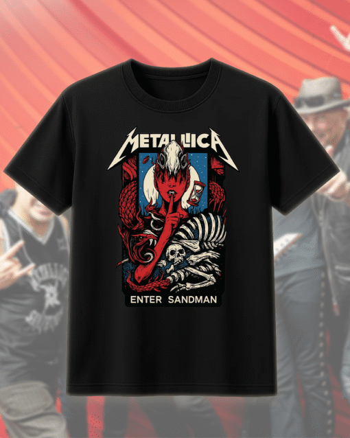 nter Sandman Poster T-Shirt, Hoodie, Sweatshirt, Long Sleeve, Tank Top – Iconic Metallica Design