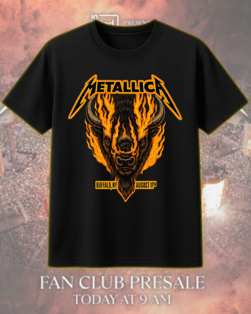 Metallica M72 Tour Buffalo NY August 11 2025 Flaming Bison T-Shirt / Hoodie / Sweatshirt