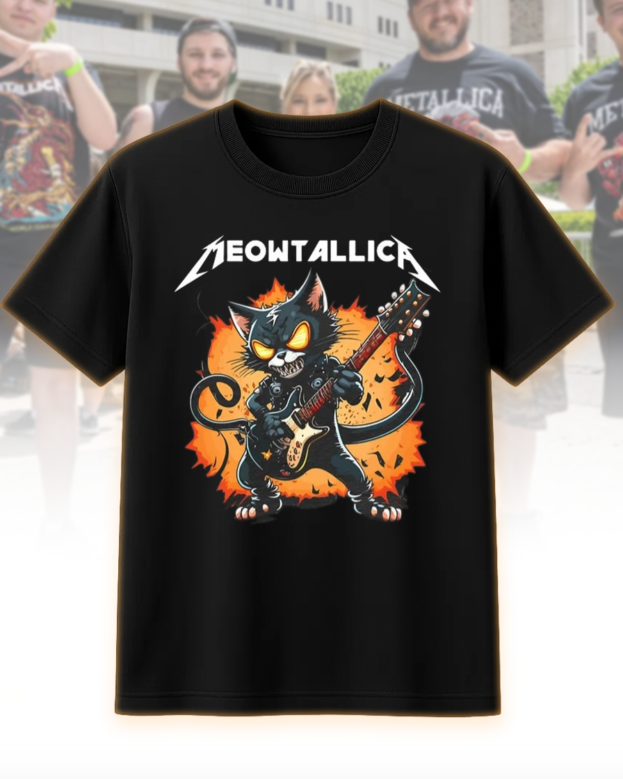 Meowtallica Funny Cat T-Shirt, Hoodie, Sweatshirt, Long Sleeve, Tank Top – Heavy Metal Cat Gift
