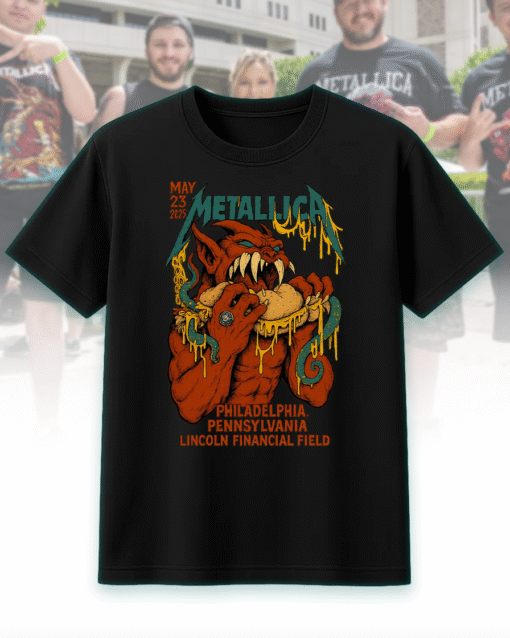 Metallica M72 Philly 2025 Red Devil T-Shirt, Hoodie, Sweatshirt, Long Sleeve, Tank Top – Night 1 Poster Artwork Tribute (May 23, Lincoln Financial Field)