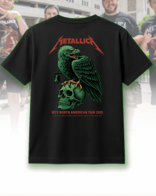 Metallica M72 North American Tour 2025 Double-Sided T-Shirt, Hoodie, Long Sleeve, Sweatshirt, Tank Top – Skull & Eagle Design