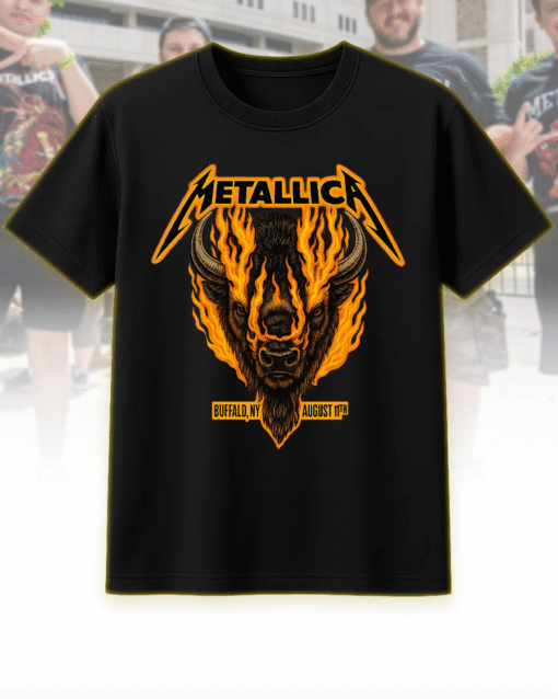 Metallica M72 Tour Buffalo NY August 11 2025 Flaming Bison T-Shirt / Hoodie / Sweatshirt