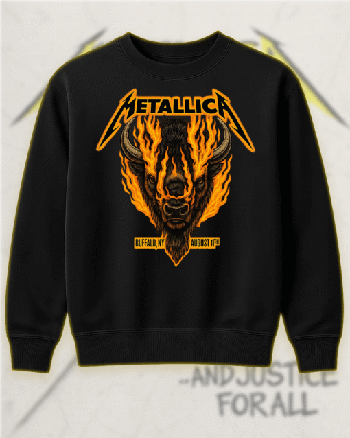 Metallica M72 Tour Buffalo NY August 11 2025 Flaming Bison T-Shirt / Hoodie / Sweatshirt