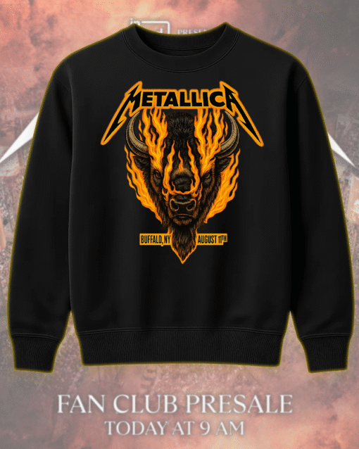 Metallica M72 Tour Buffalo NY August 11 2025 Flaming Bison T-Shirt / Hoodie / Sweatshirt