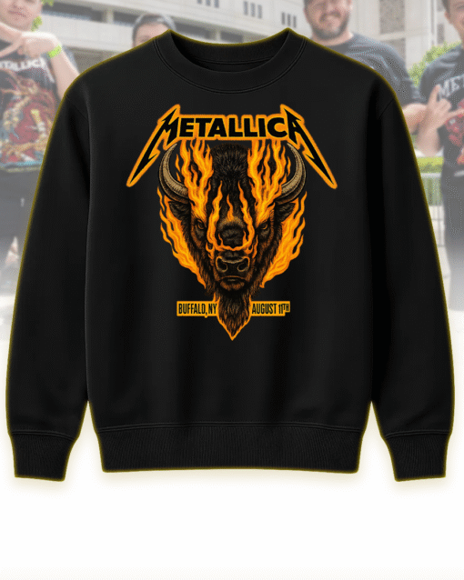 Metallica M72 Tour Buffalo NY August 11 2025 Flaming Bison T-Shirt / Hoodie / Sweatshirt