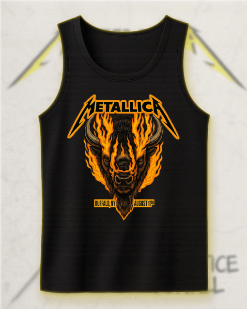 Metallica M72 Tour Buffalo NY August 11 2025 Flaming Bison T-Shirt / Hoodie / Sweatshirt