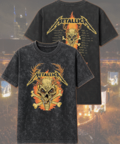 Metallica M72 World Tour 2025 Acid Wash Shirt & Hoodie – Tour Dates & Cities Two-Sided Print