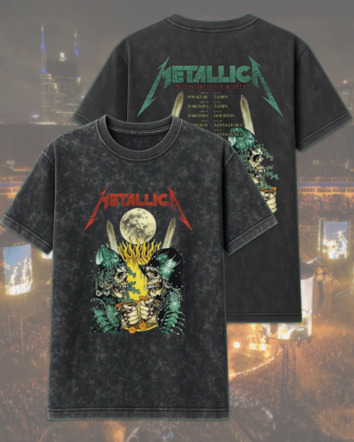 Metallica Lux Æterna M72 World Tour 2025 Two-Sided Acid Wash T-Shirt & Hoodie – Dates & Cities (Unisex S–5XL)