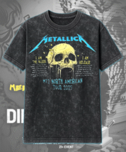 I Am The Blood I Am Release – Metallica Skull M72 Tour 2025 Acid Wash Shirt & Hoodie