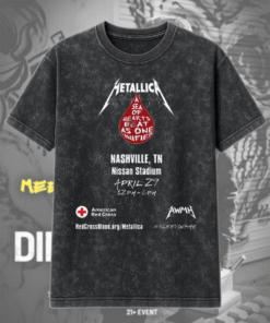Metallica x American Red Cross Blood Drive Nashville 2025 – Acid Wash T-Shirt / Hoodie (S–5XL)