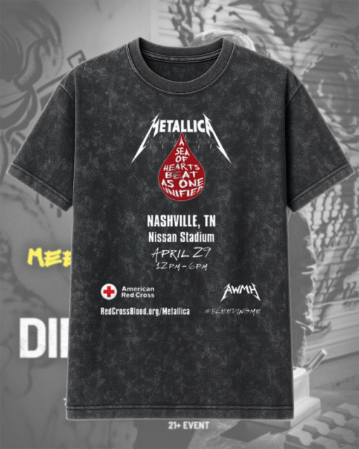 Metallica x American Red Cross Blood Drive Nashville 2025 – Acid Wash T-Shirt / Hoodie (S–5XL)
