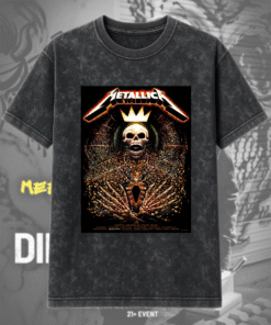 Metallica M72 Charlotte 2025 – Skeleton King Art Acid Wash T-Shirt & Hoodie (Bank of America Stadium, NC)