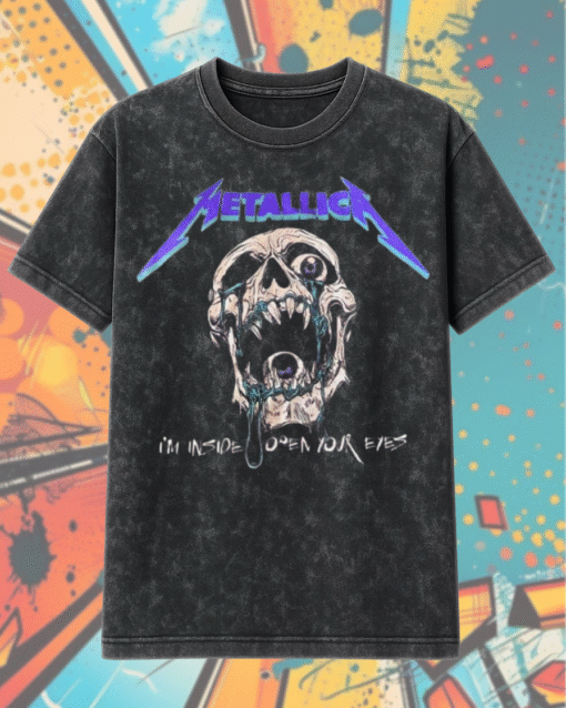 Metallica M72 Tour 2025 – I’m Inside, Open Your Eyes Skull | Retro Acid Wash T-Shirt & Hoodie