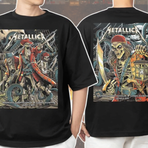 Metallica M72 Tampa 2025, Metallica Tampa Shirt, No Repeat Weekend Shirt, Metallica Concert Merch, Raymond James Stadium Shirt, Metallica Pirate Artwork, Metallica Unisex Hoodie, Andrew Cremeans Design, Heavy Metal Pirate Shirt, FadeAxe Metallica Merch