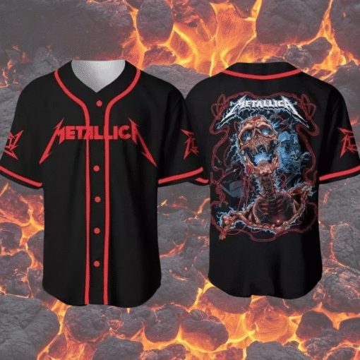 Metallica Baseball Jersey 3D Shirt – All Over Print T-Shirt, Hoodie, Long Sleeve, Tank Top | S–5XL Metal Rock Band Apparel
